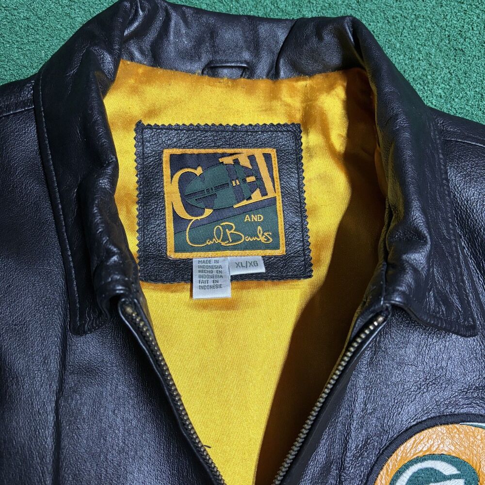 Vintage G-III Carl Banks Green Bay Packers Leather Jacket NFL XL 100% Leather - Picture 3 of 7